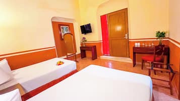 Desk, free WiFi, bed sheets