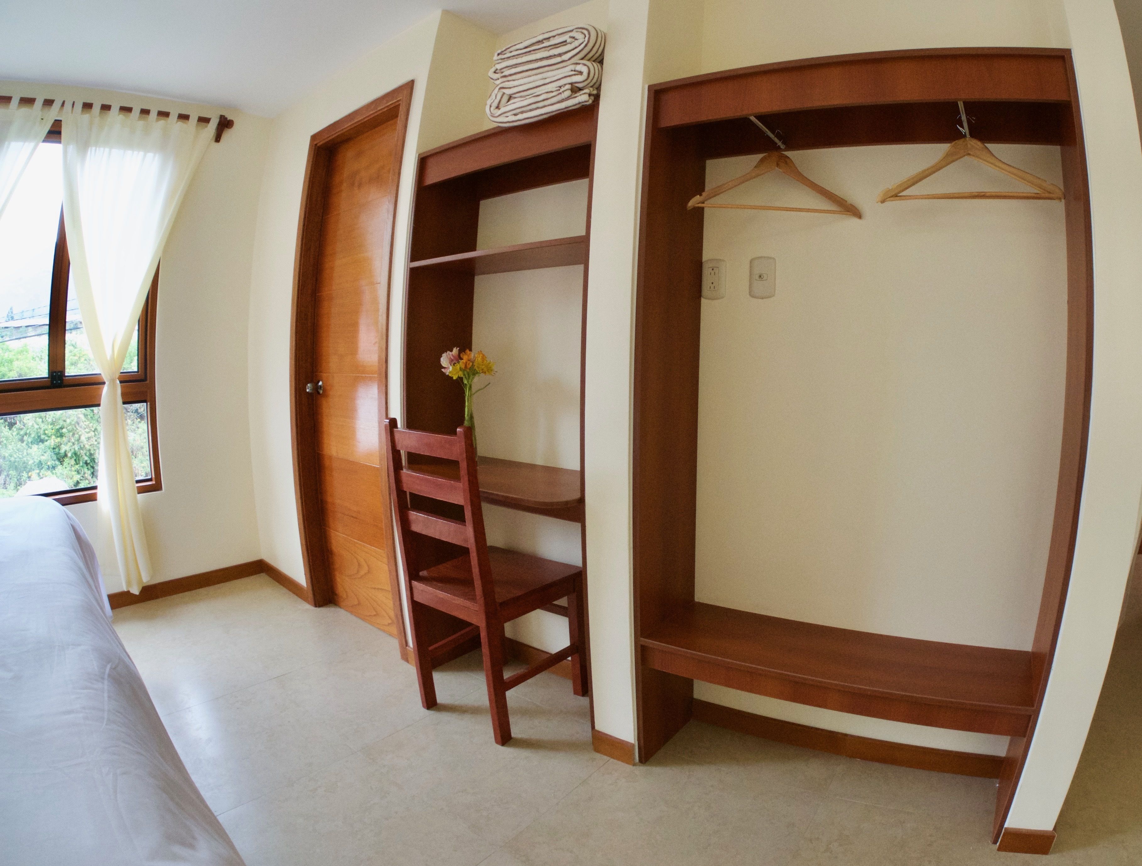 Desk, laptop workspace, blackout drapes, free WiFi