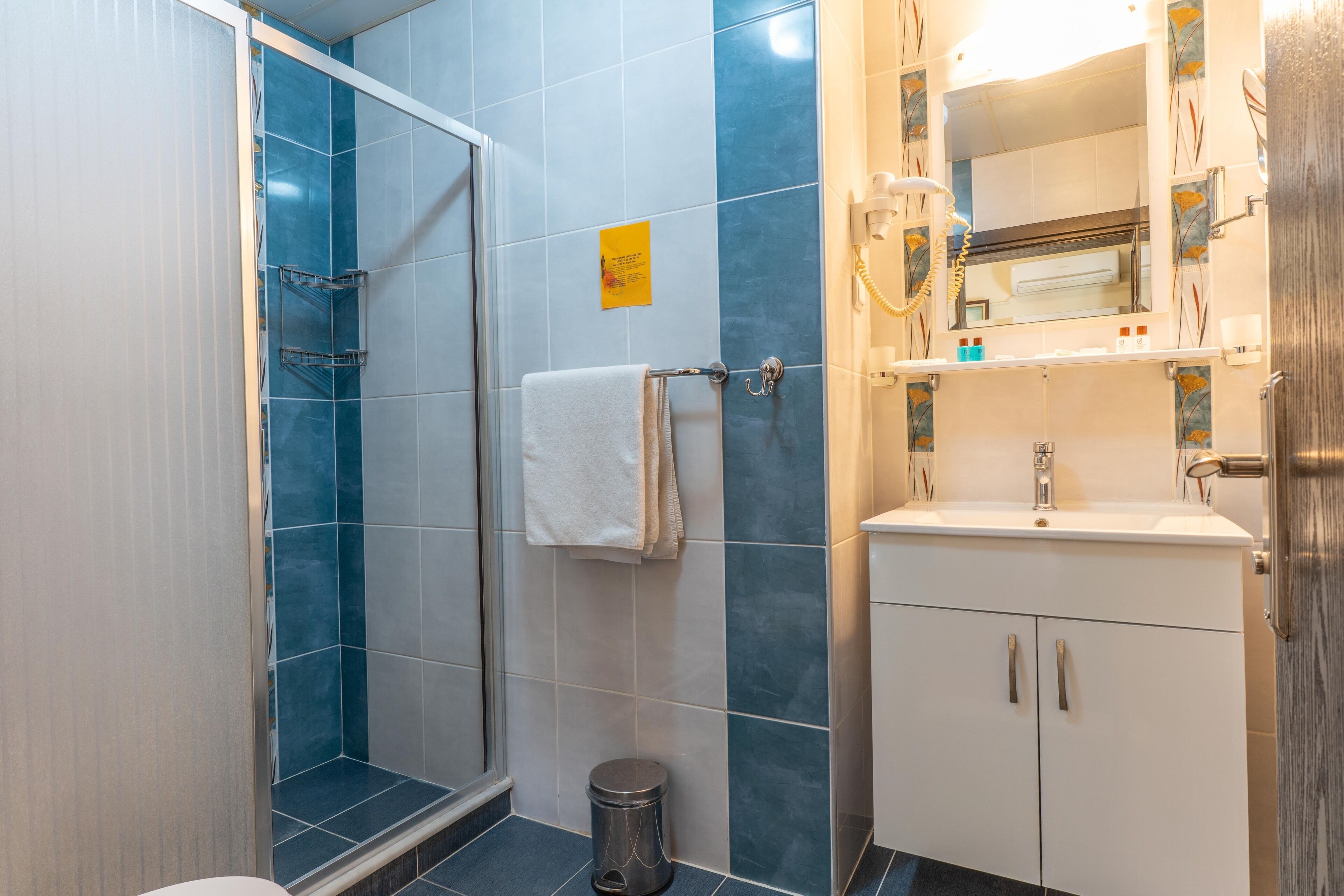 economy double room | bathroom | shower, free toiletries, hair dryer, slippers