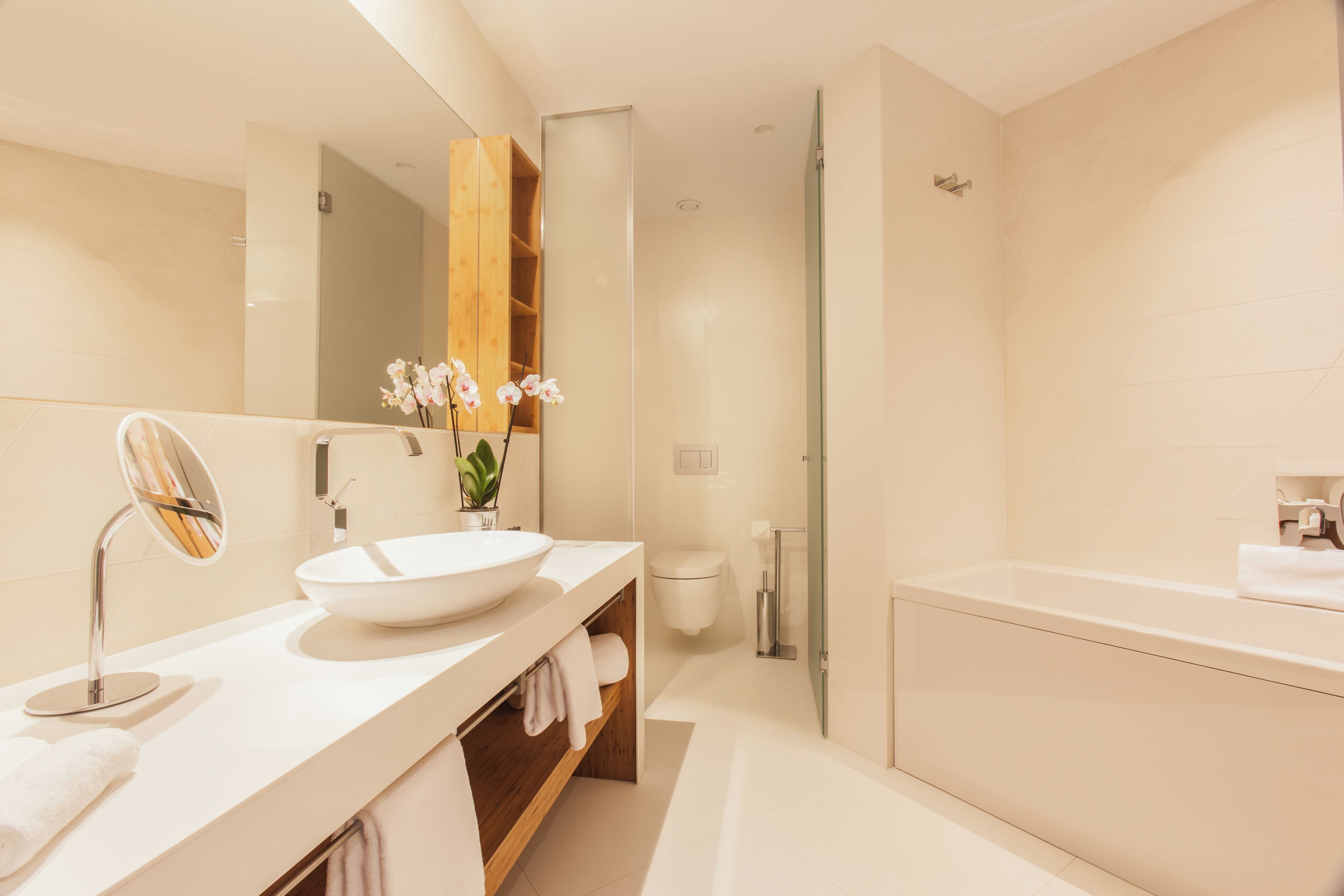 shower, eco-friendly toiletries, hair dryer, bathrobes