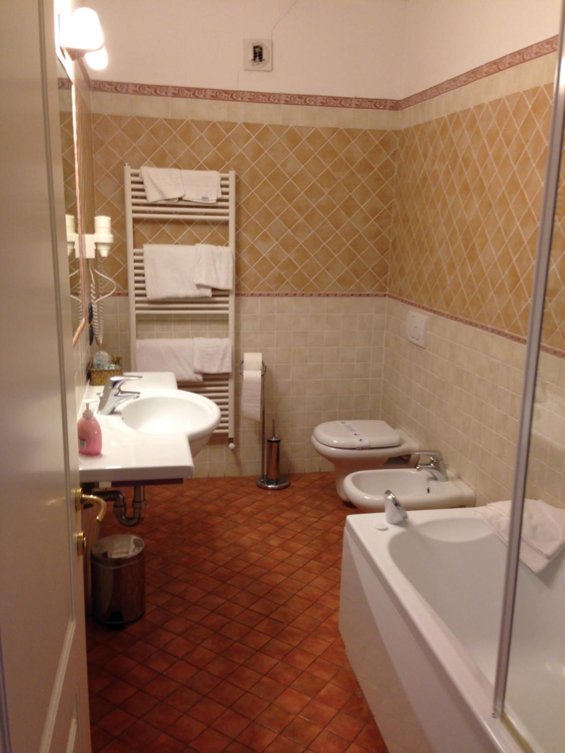 free toiletries, hair dryer, bathrobes, towels