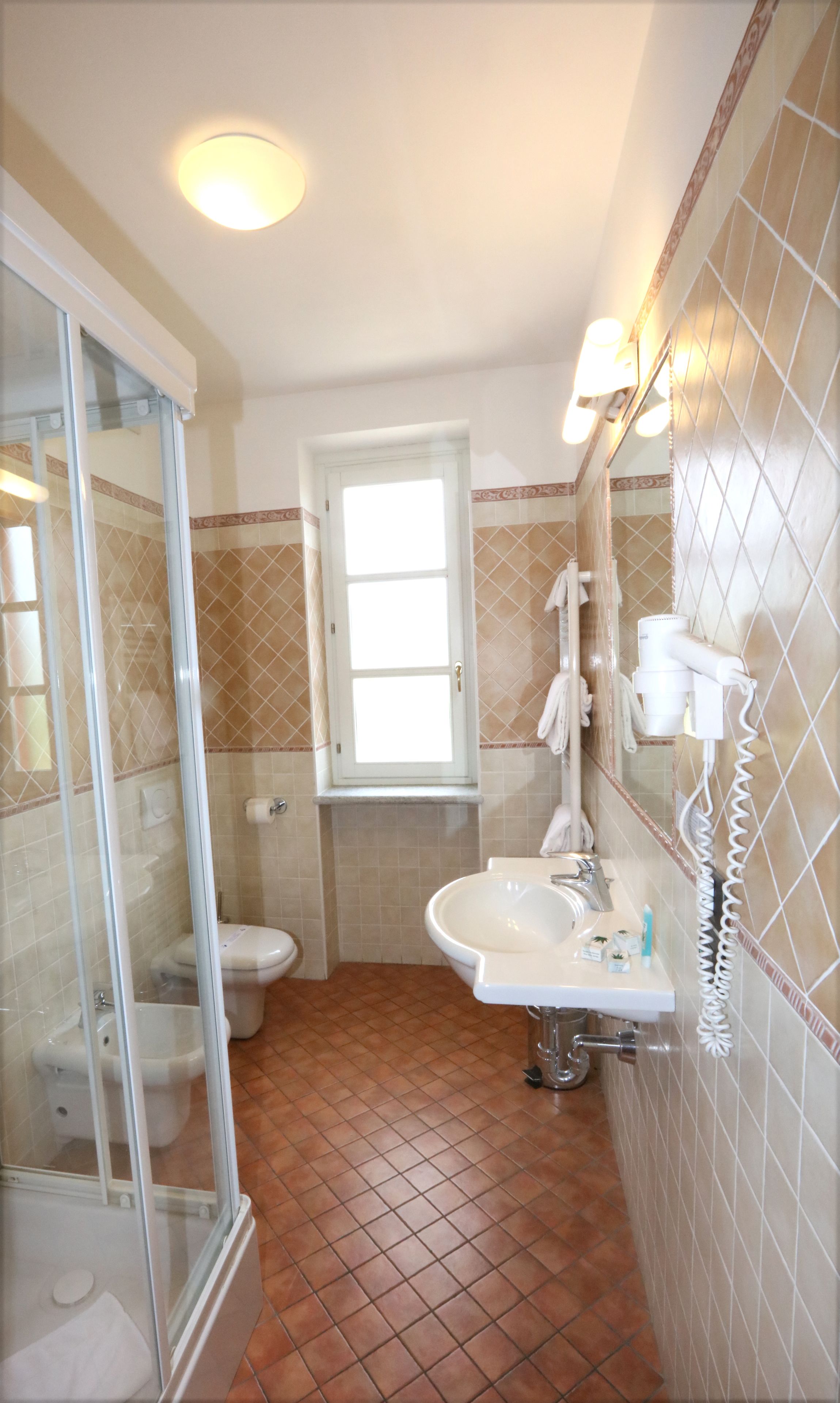 free toiletries, hair dryer, bathrobes, towels