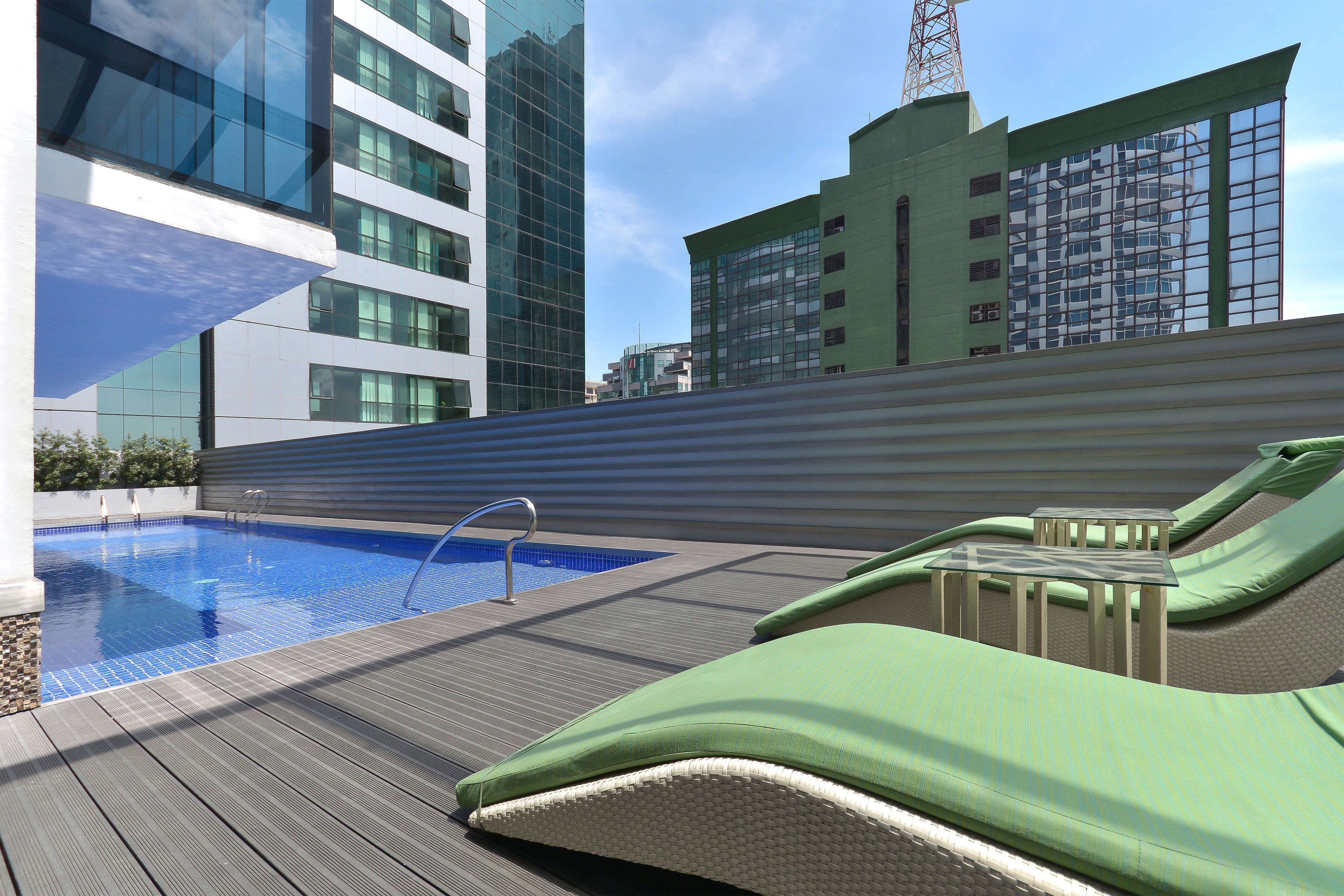 Outdoor pool, sun loungers