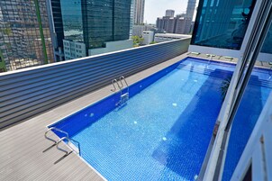 Outdoor pool, sun loungers