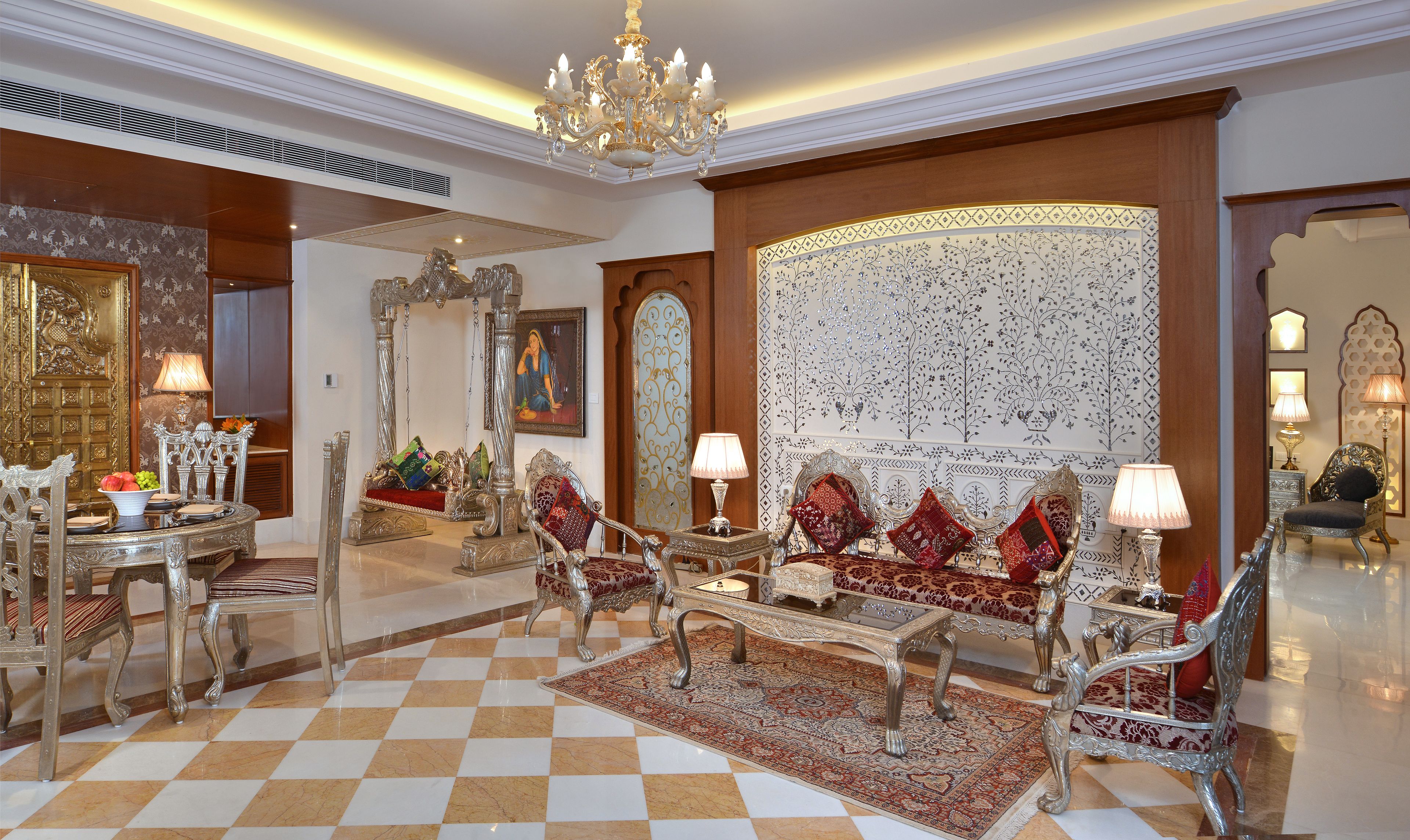 Presidential Suite with Pool | Living area | 40-inch flat-screen TV with satellite channels, TV