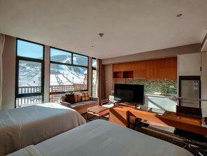 Premium bedding, down comforters, Select Comfort beds, in-room safe