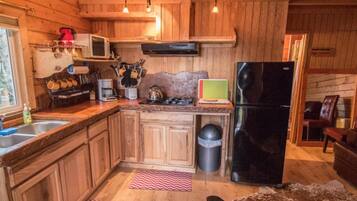 Family Cabin, 4 Bedrooms, River View, Mountainside | Private kitchen | Fridge, microwave, coffee/tea maker