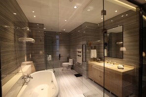 Shower, free toiletries, hair dryer, slippers