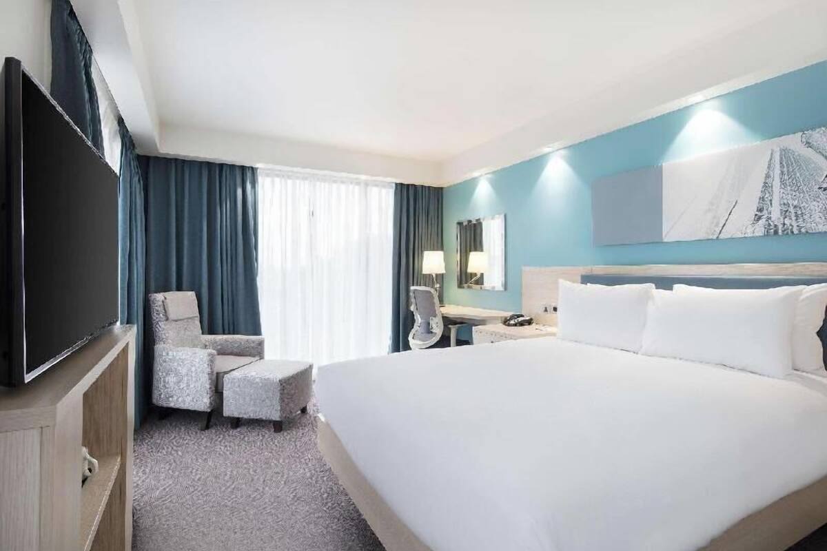 In-room safe, desk, laptop workspace, blackout drapes