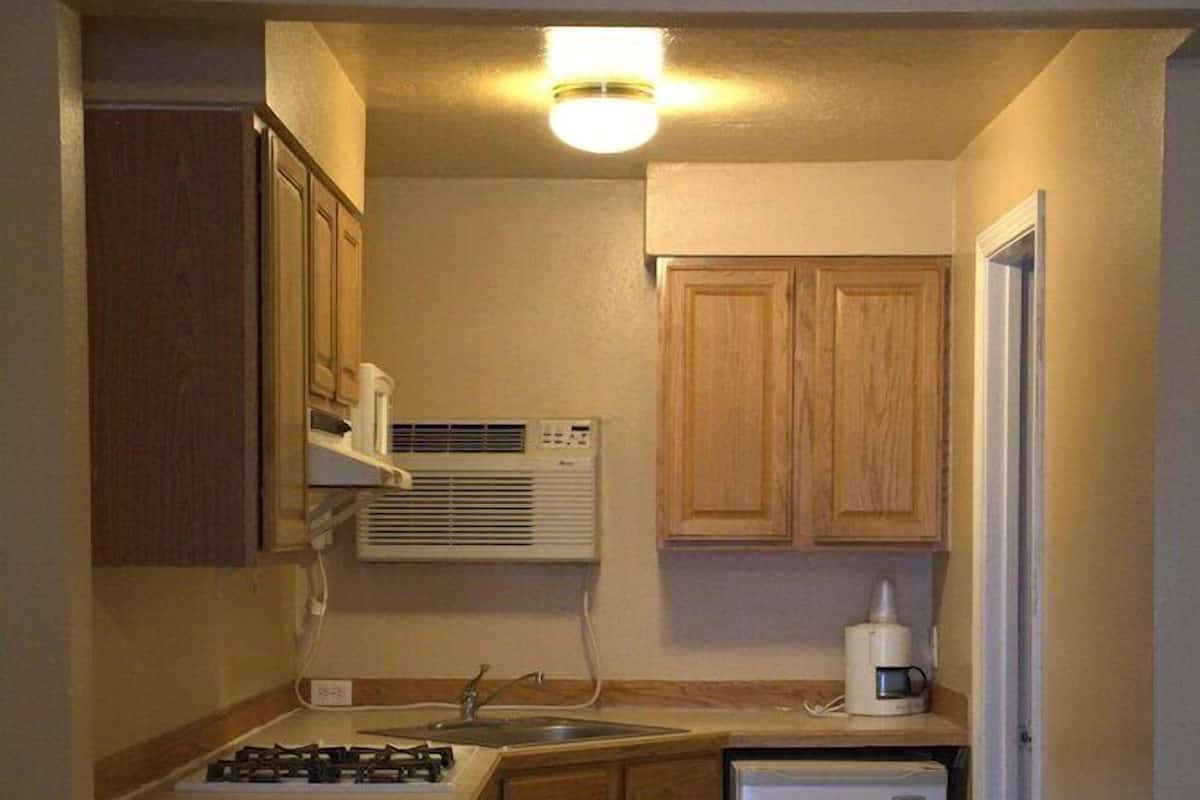 Mini-fridge, microwave, coffee/tea maker