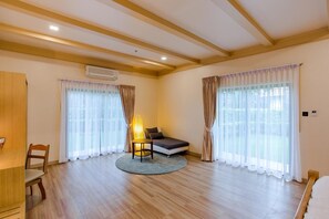 32-inch flat-screen TV with cable channels, TV