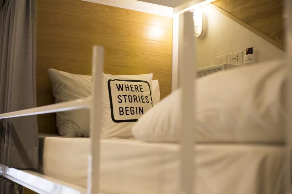8 Beds Mixed Dorm | Cofres nos quartos, quartos à prova de som, Wi-Fi de cortesia