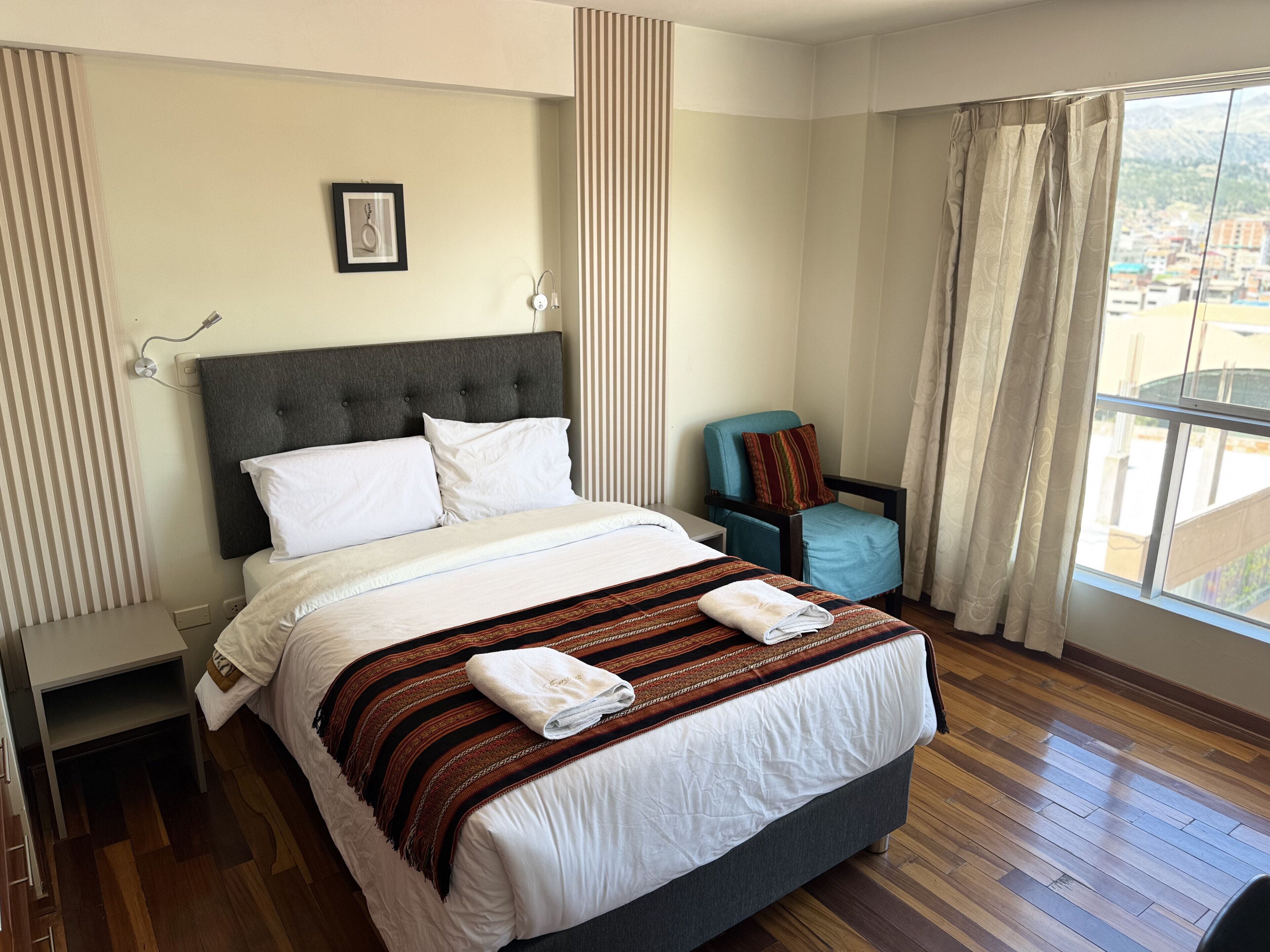 3 bedrooms, down comforters, desk, iron/ironing board