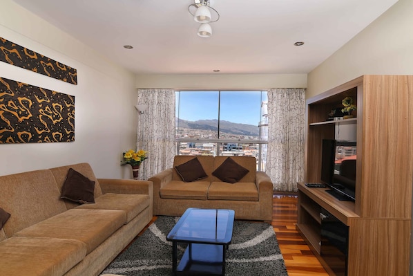 Televisión de pantalla plana, reproductor de DVD, juguetes