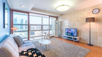 Presidential Condo, Multiple Beds, 2 Bathrooms, City View | Living area | 42-inch flat-screen TV with cable channels, TV