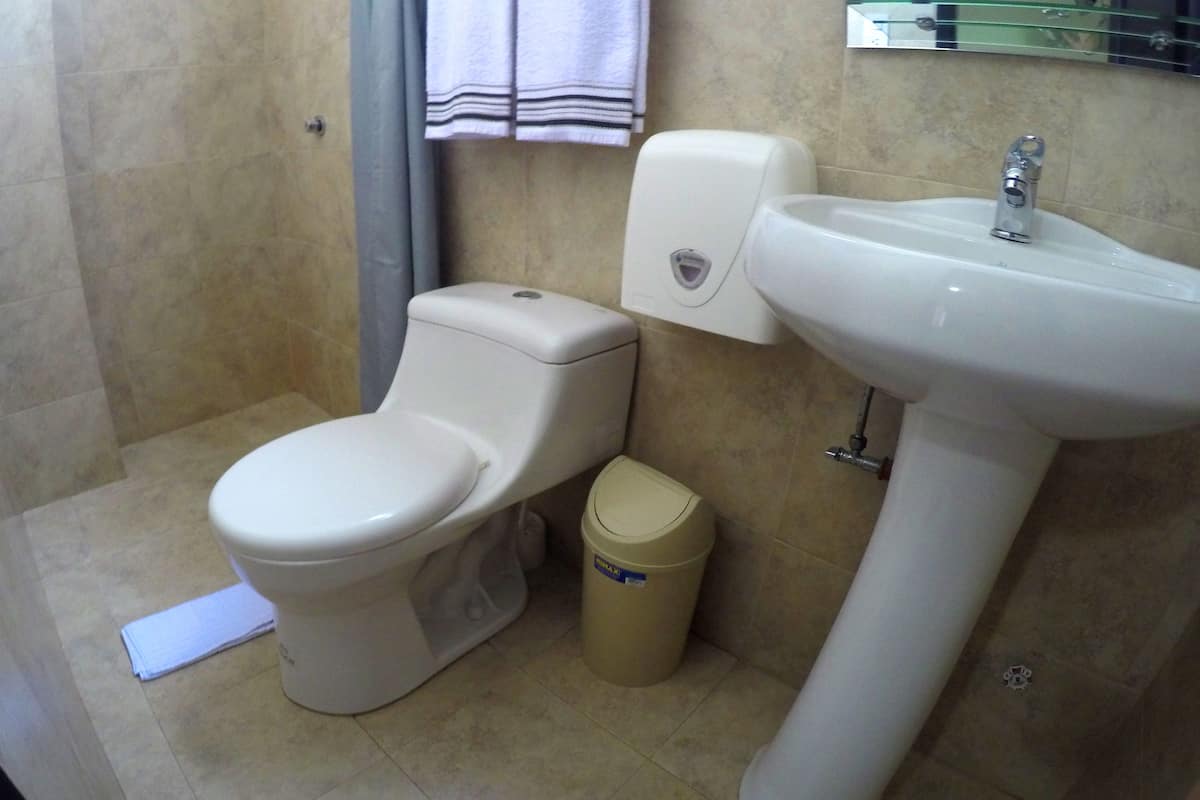 Habitación doble superior | Baño | Artículos de higiene personal gratuitos, secador de pelo y toallas