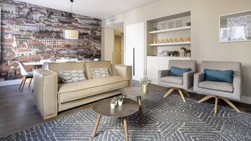 Superior Apartment, 3 Bedrooms | Living area | Flat-screen TV