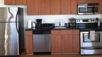 Apartment, Multiple Beds | Private kitchen | Coffee/tea maker, fridge, microwave
