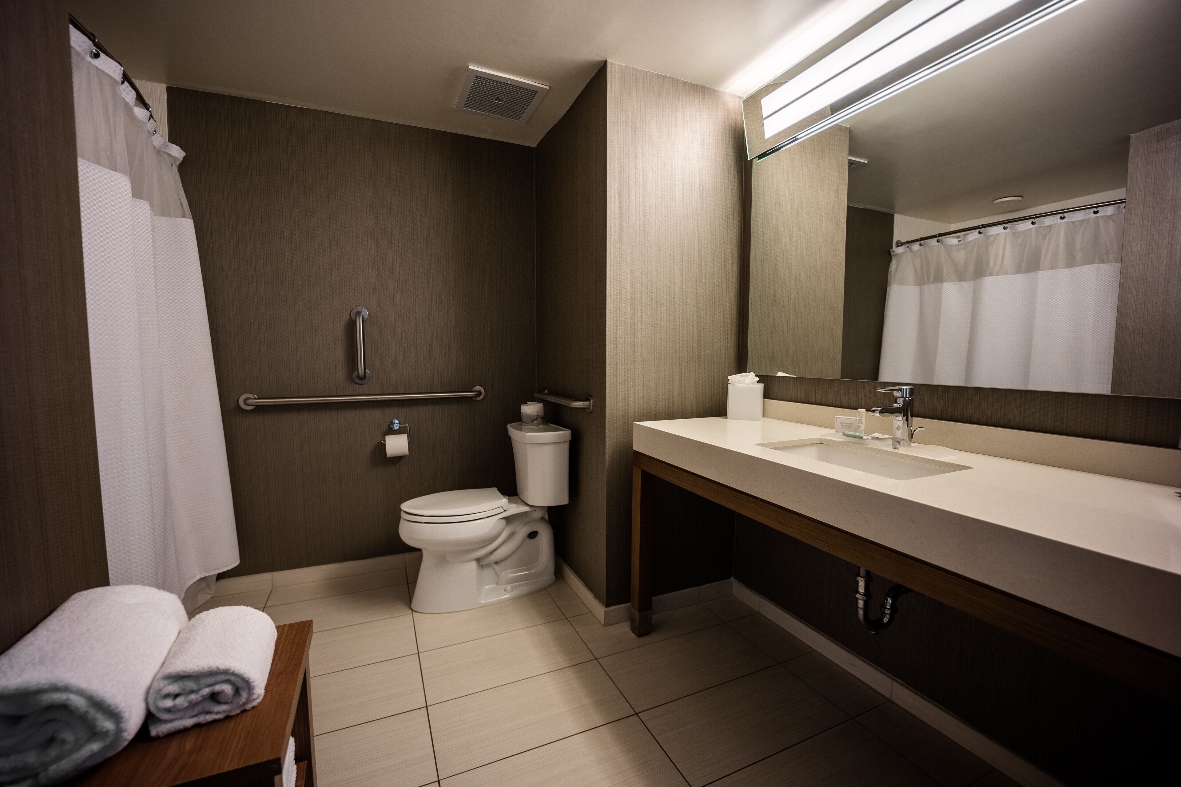 room, 1 king bed with sofa bed (mobility/hearing accessible, tub) | bathroom | hair dryer, towels, soap, shampoo