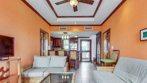 Deluxe Villa, 3 Bedrooms, Non Smoking, Lake View | Living area | TV - Ambergris Lake Villas Tarpon Retreat Villa B5 (San Pedro)