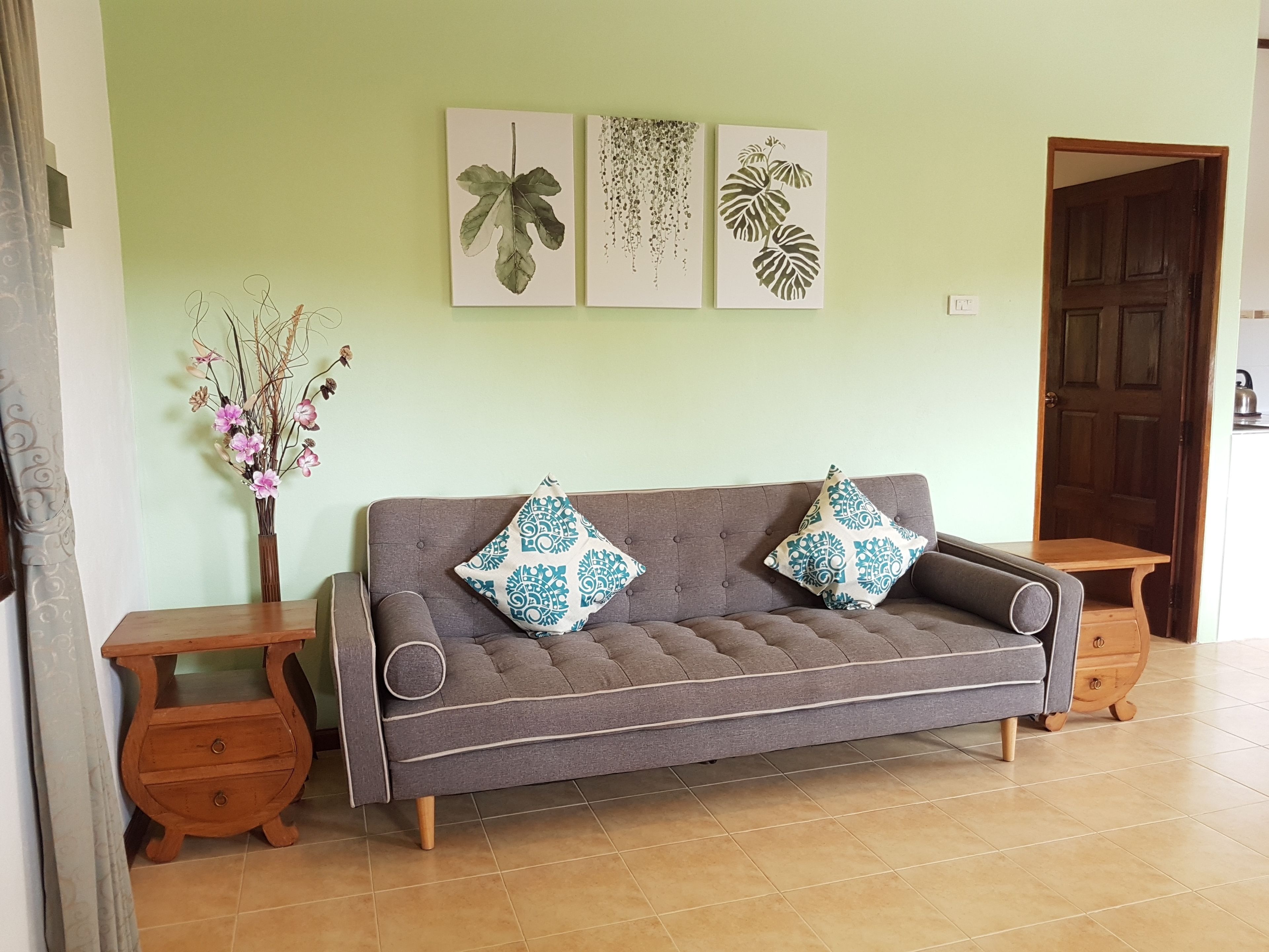 family apartment with garden view | living area | 32-inch led tv with digital channels