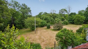 A lush garden with a variety of trees and shrubs, a well-maintained lawn, and a flagpole. - Lehnsgaard Ranch (Gudhjem)