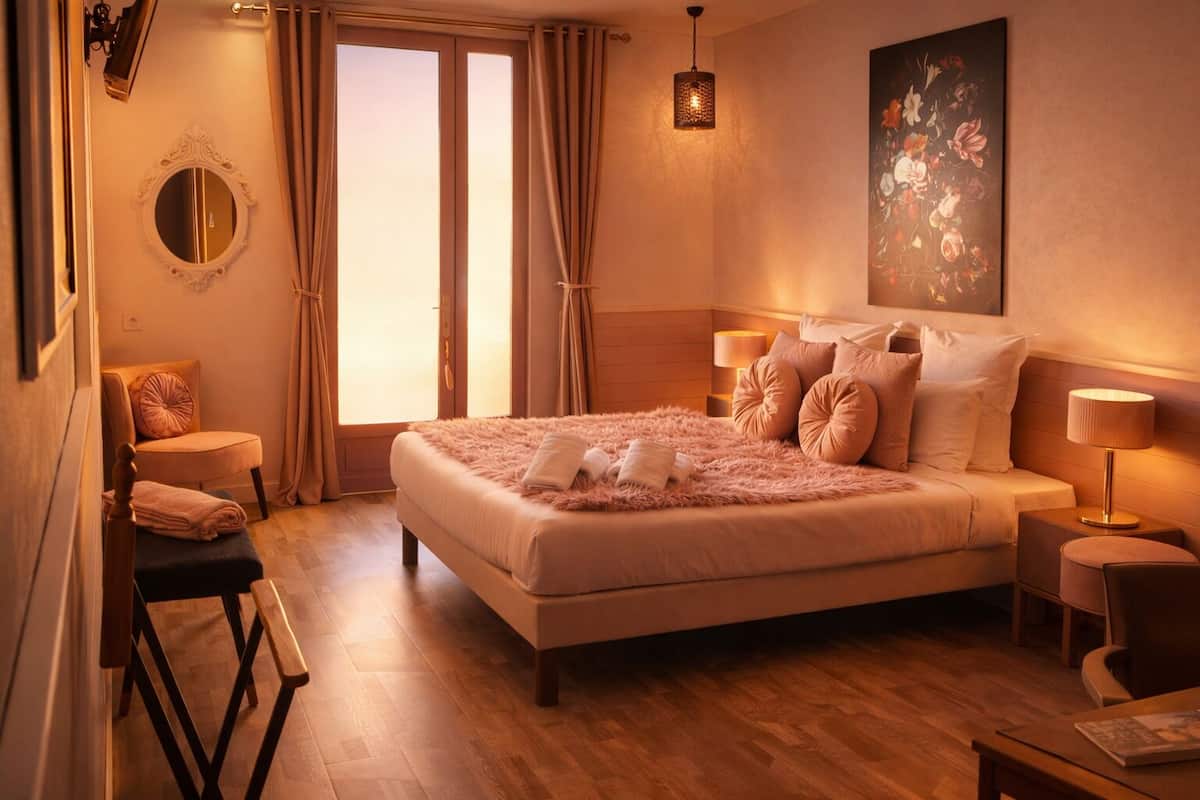 Chambre triple supérieure, vue sur la piscine | Literie de qualité, bureau, espace de travail pour ordinateurs portables