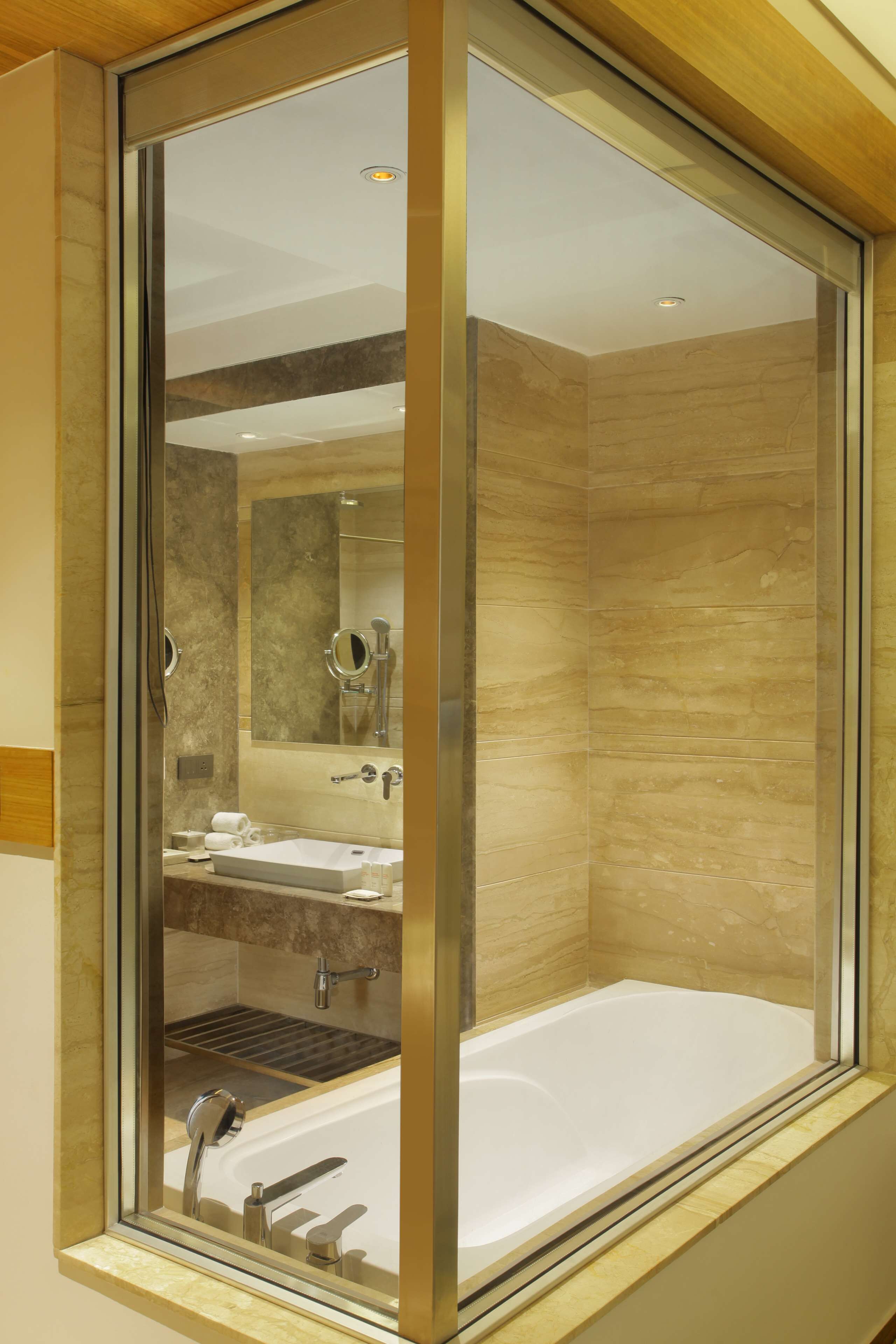 combined shower/bathtub, free toiletries, hair dryer, bathrobes