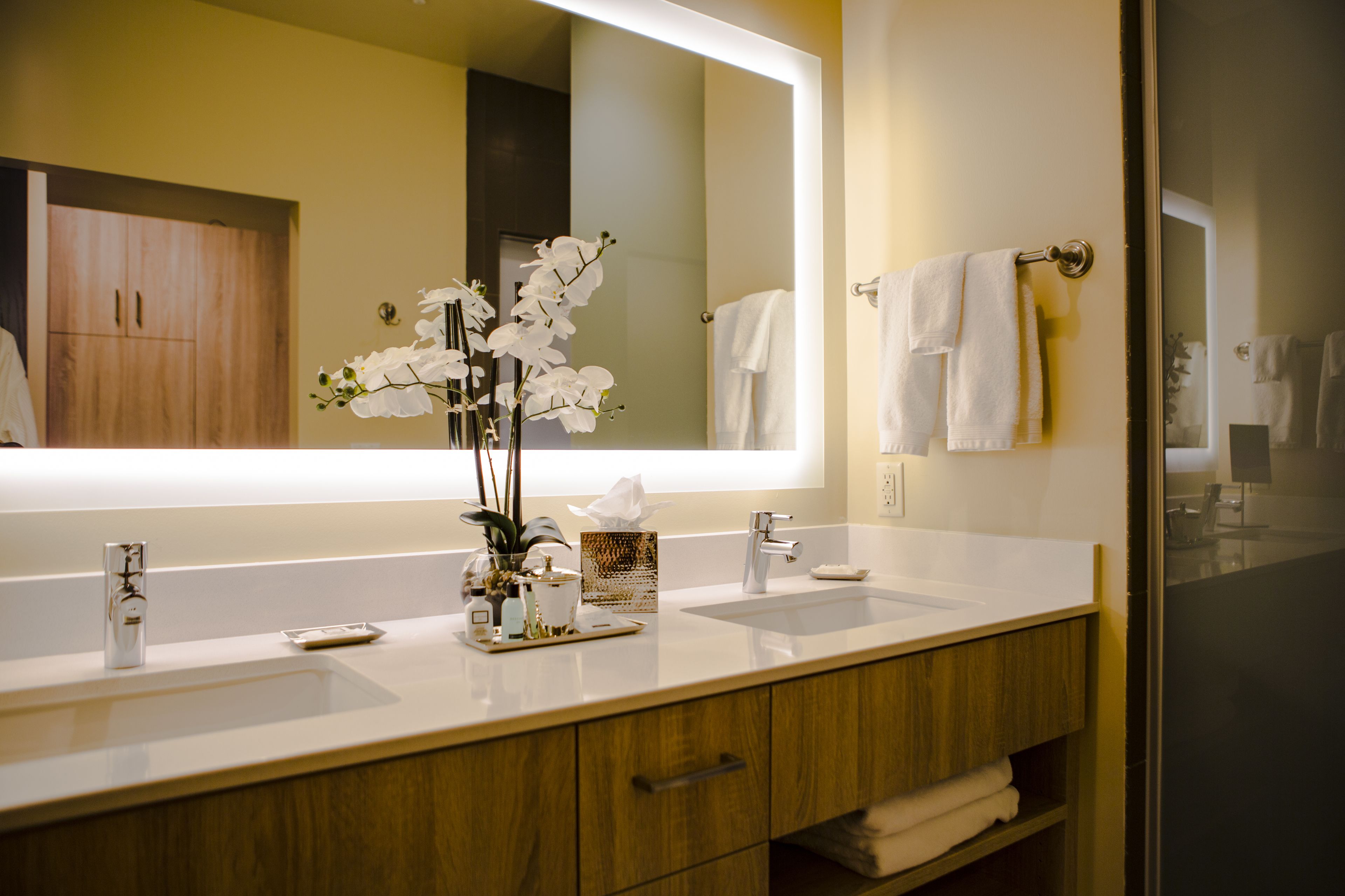 shower, designer toiletries, hair dryer, bathrobes