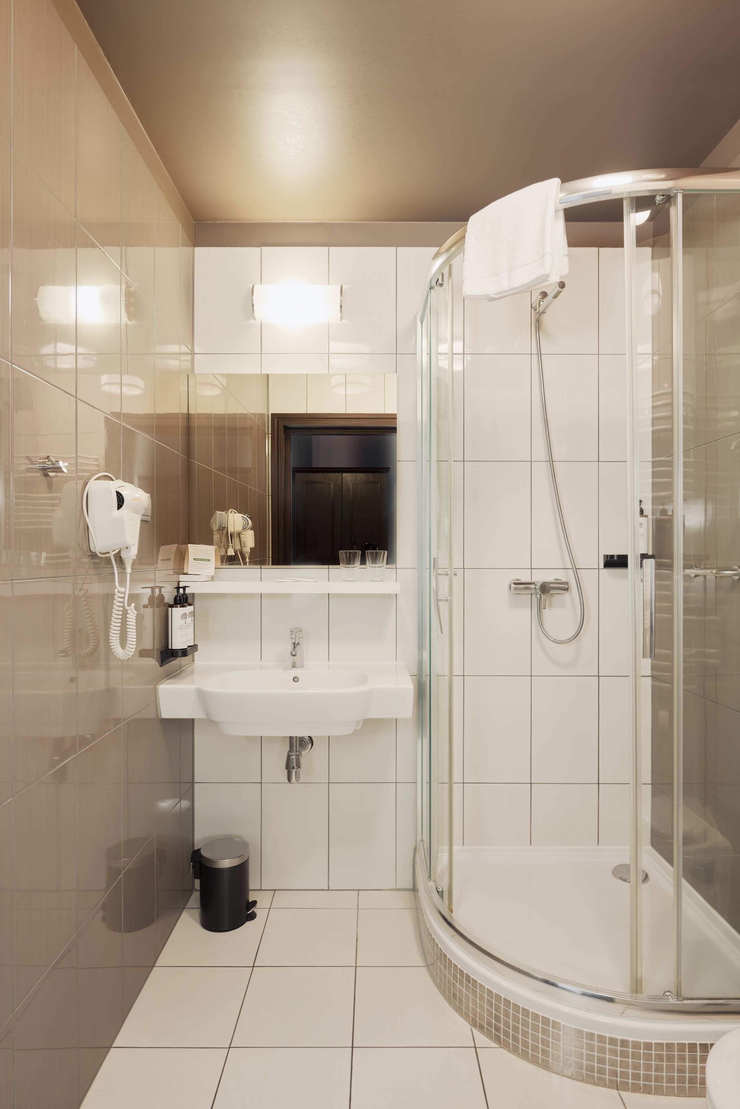 junior studio suite | bathroom | shower, free toiletries, hair dryer, towels