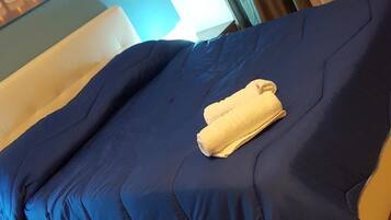 Premium bedding, desk, blackout curtains, soundproofing