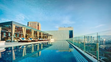 Outdoor pool, sun loungers