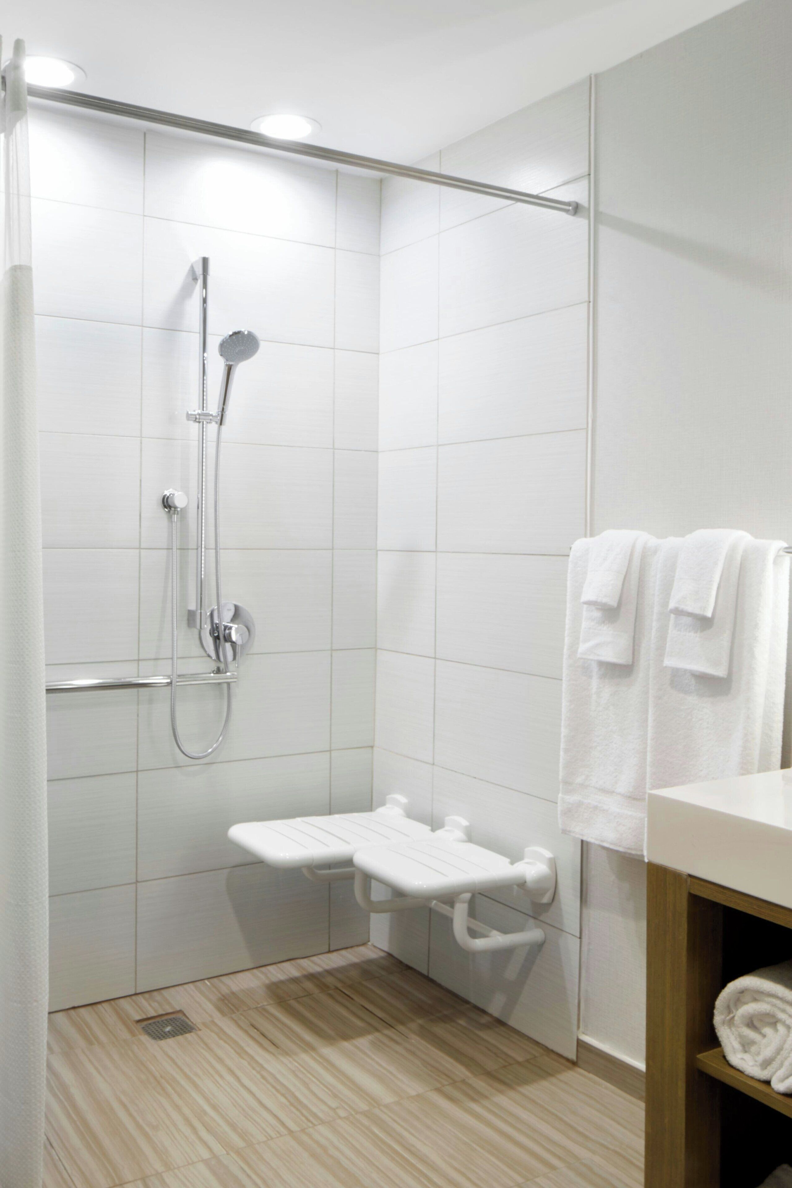 eco-friendly toiletries, hair dryer, towels