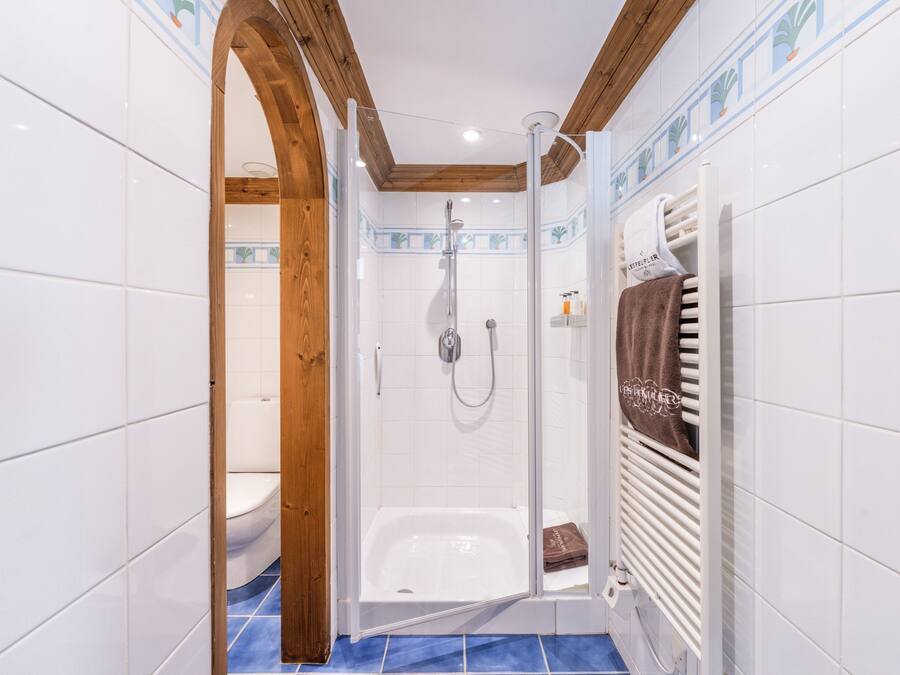 Un baño con ducha, inodoro y bañera.