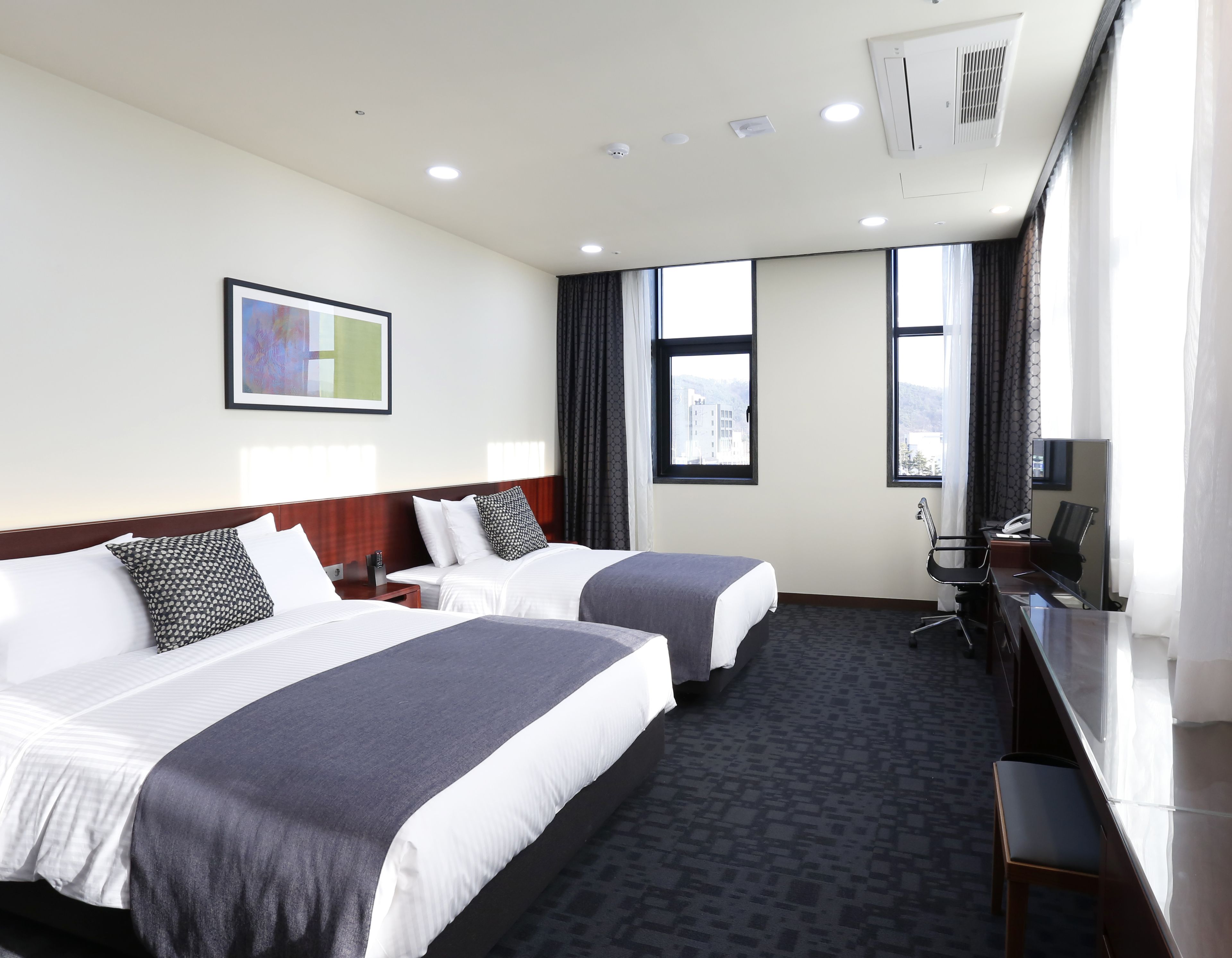 family twin room | in-room safe, desk, blackout curtains, soundproofing