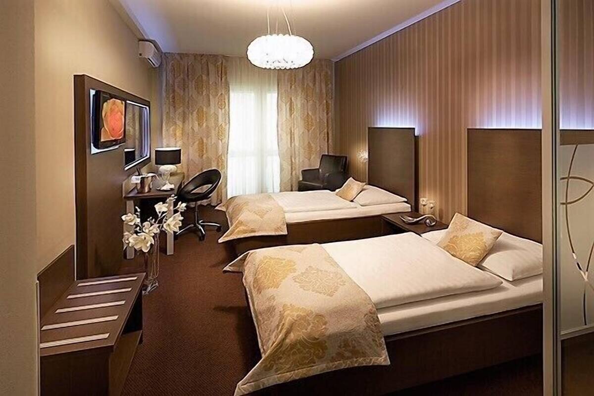 deluxe business room with terrace | premium bedding, minibar, desk, blackout curtains
