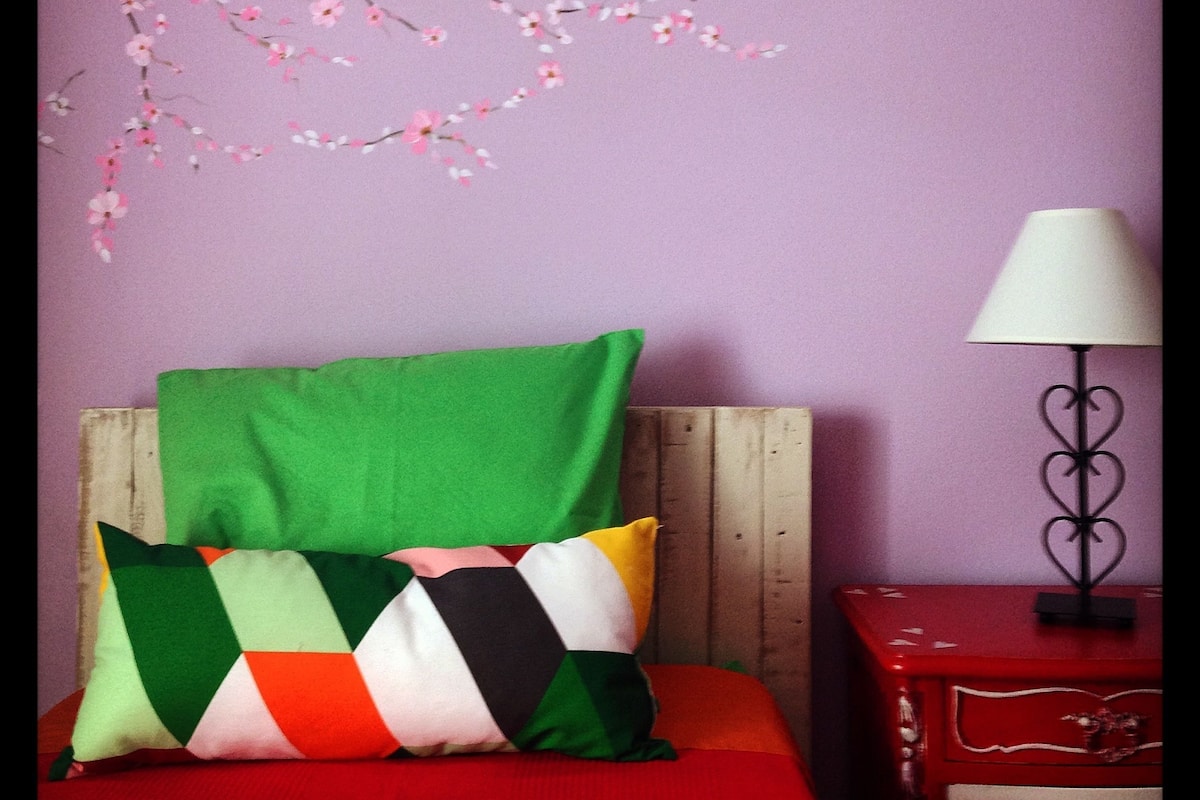 Habitación con 1 cama matrimonial o 2 individuales, vista al río | Escritorio, tabla de planchar con plancha, cunas y wifi gratis