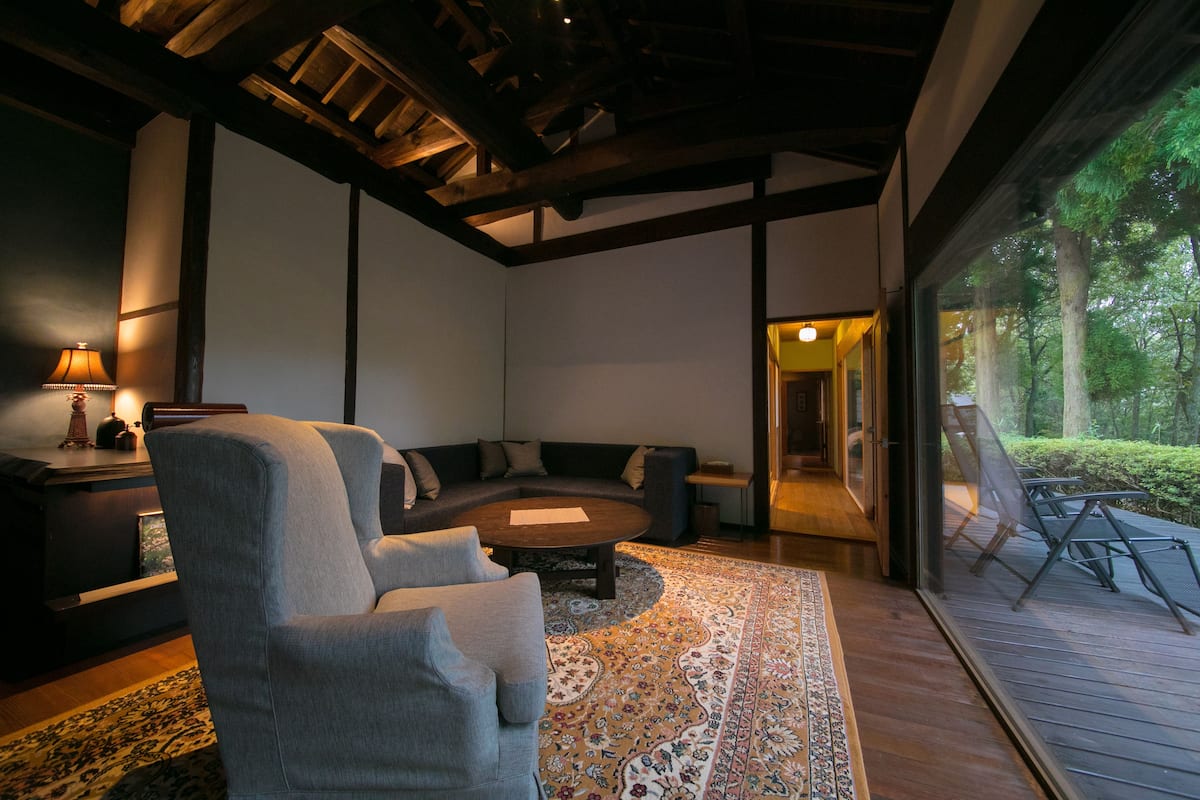 Suite Cottage with an Open-air bath and an Indoor Bath (Sansui, Mimura) | Living area | Flat-screen TV