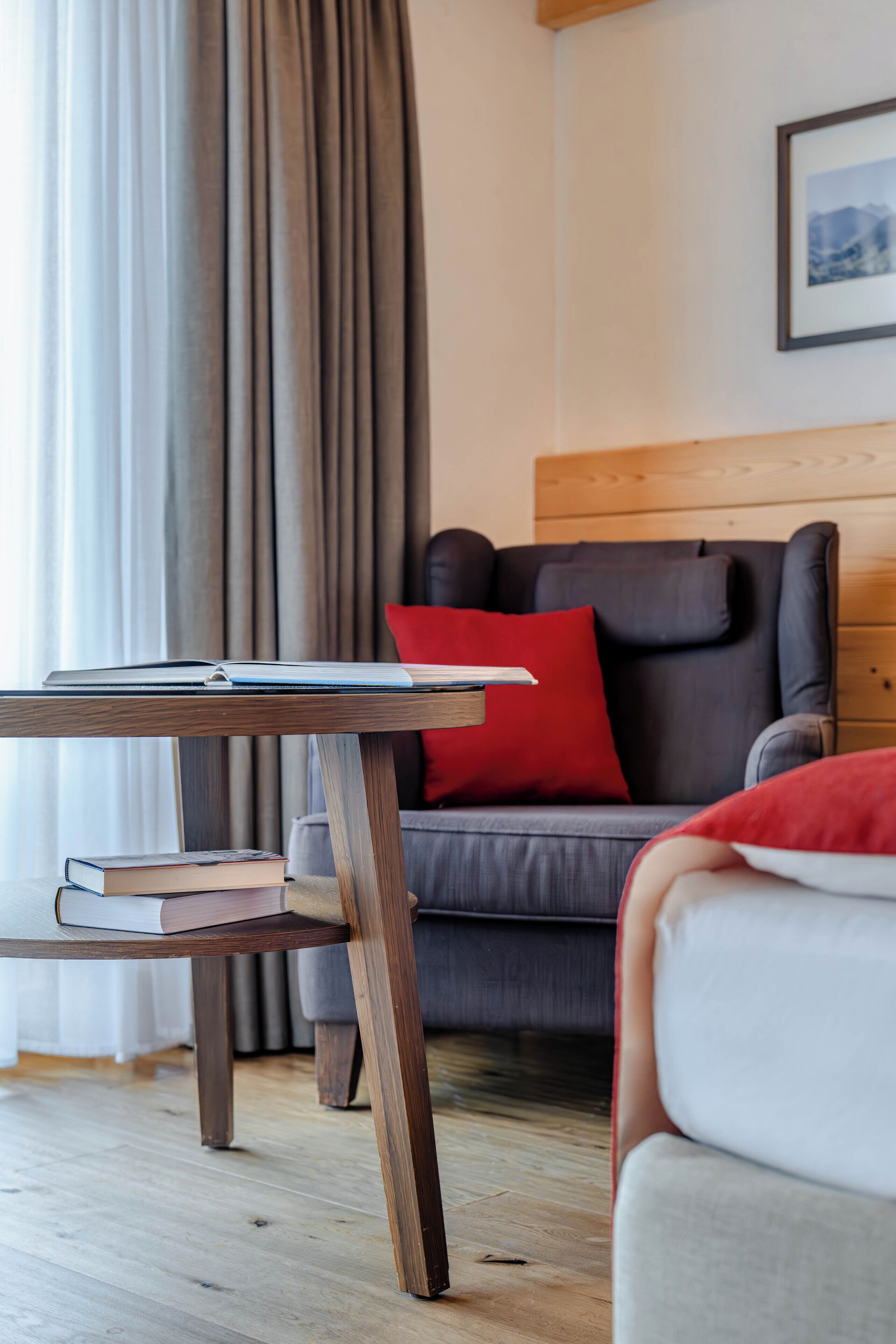 family room, 1 bedroom, balcony, mountain view | premium bedding, down duvets, in-room safe, desk