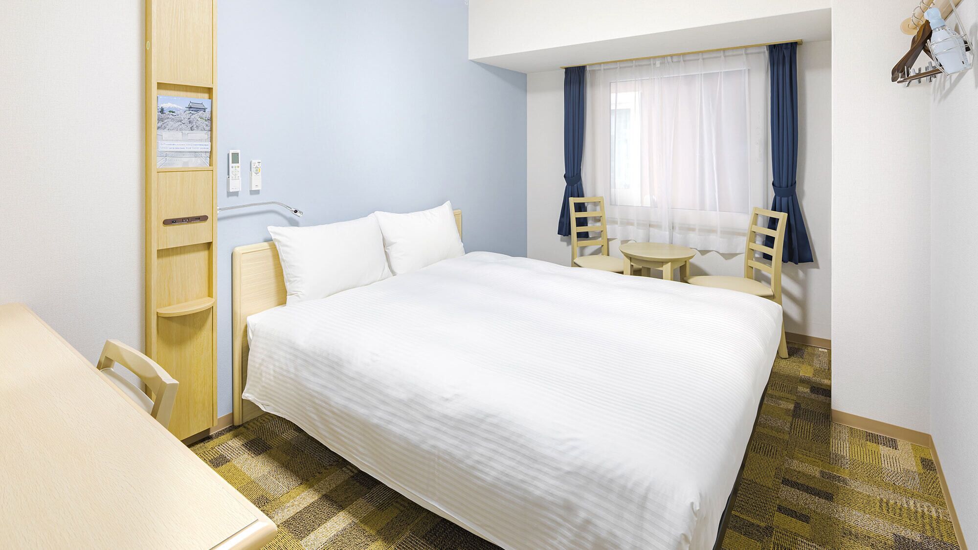 Desk, free WiFi, bed sheets