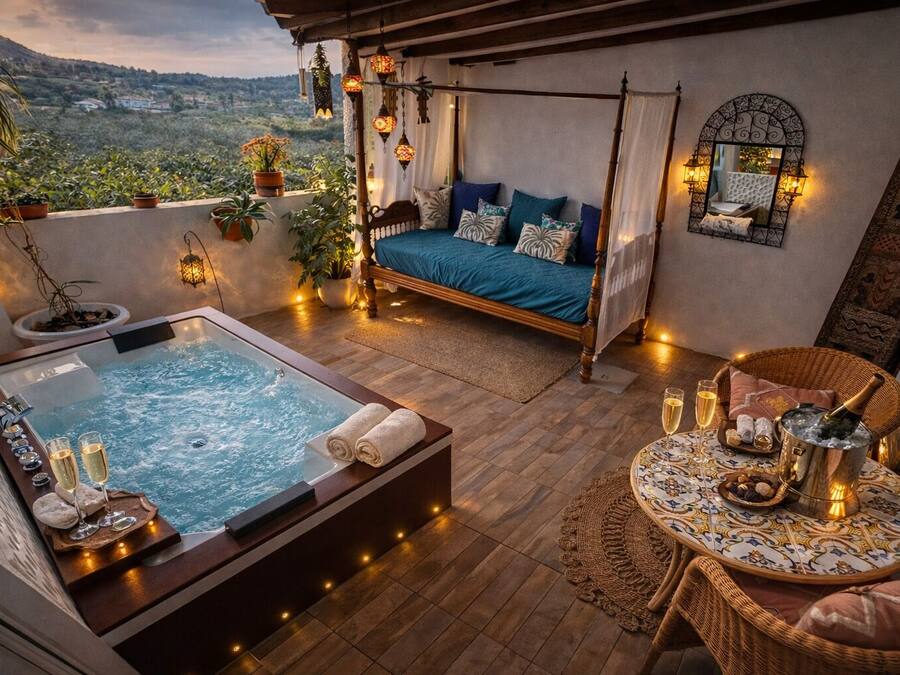 Habitación doble, Terraza | Tina de hidromasaje
