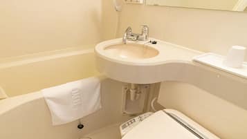 Combined shower/tub, slippers, electronic bidet, towels