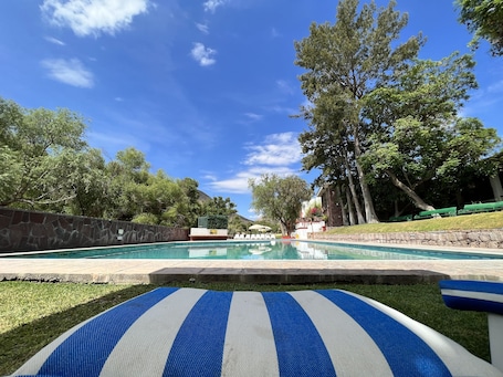 Outdoor pool, sun loungers