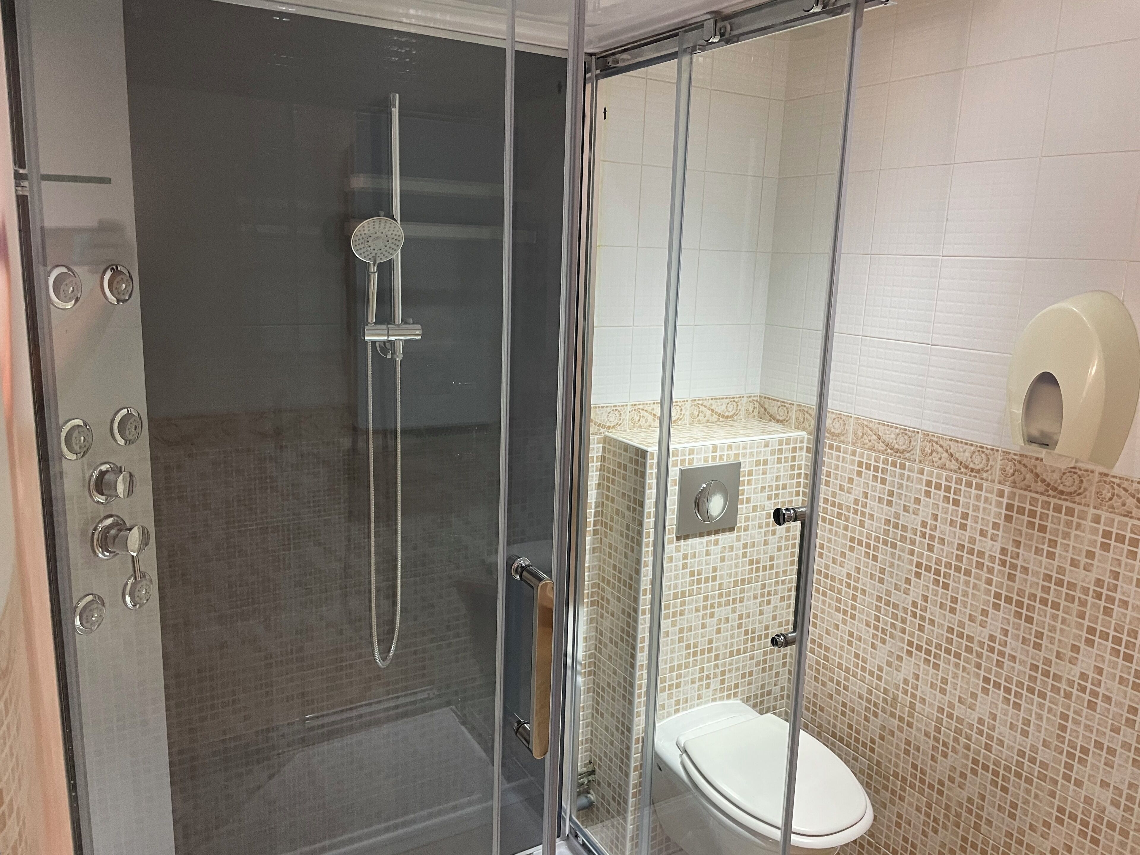 superior room | bathroom | shower, free toiletries, hair dryer, towels