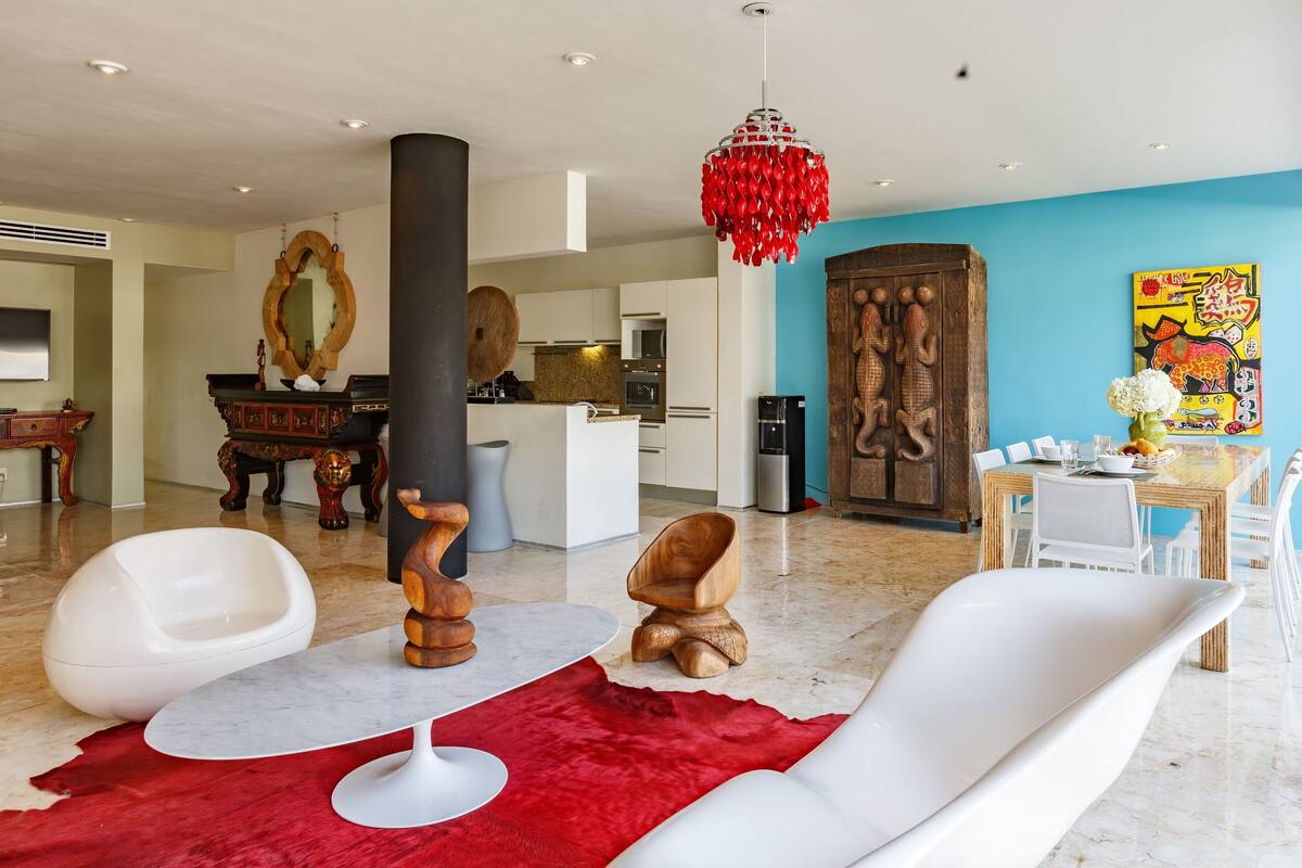 Design appartement, 3 slaapkamers, uitzicht op zwembad | Woonruimte