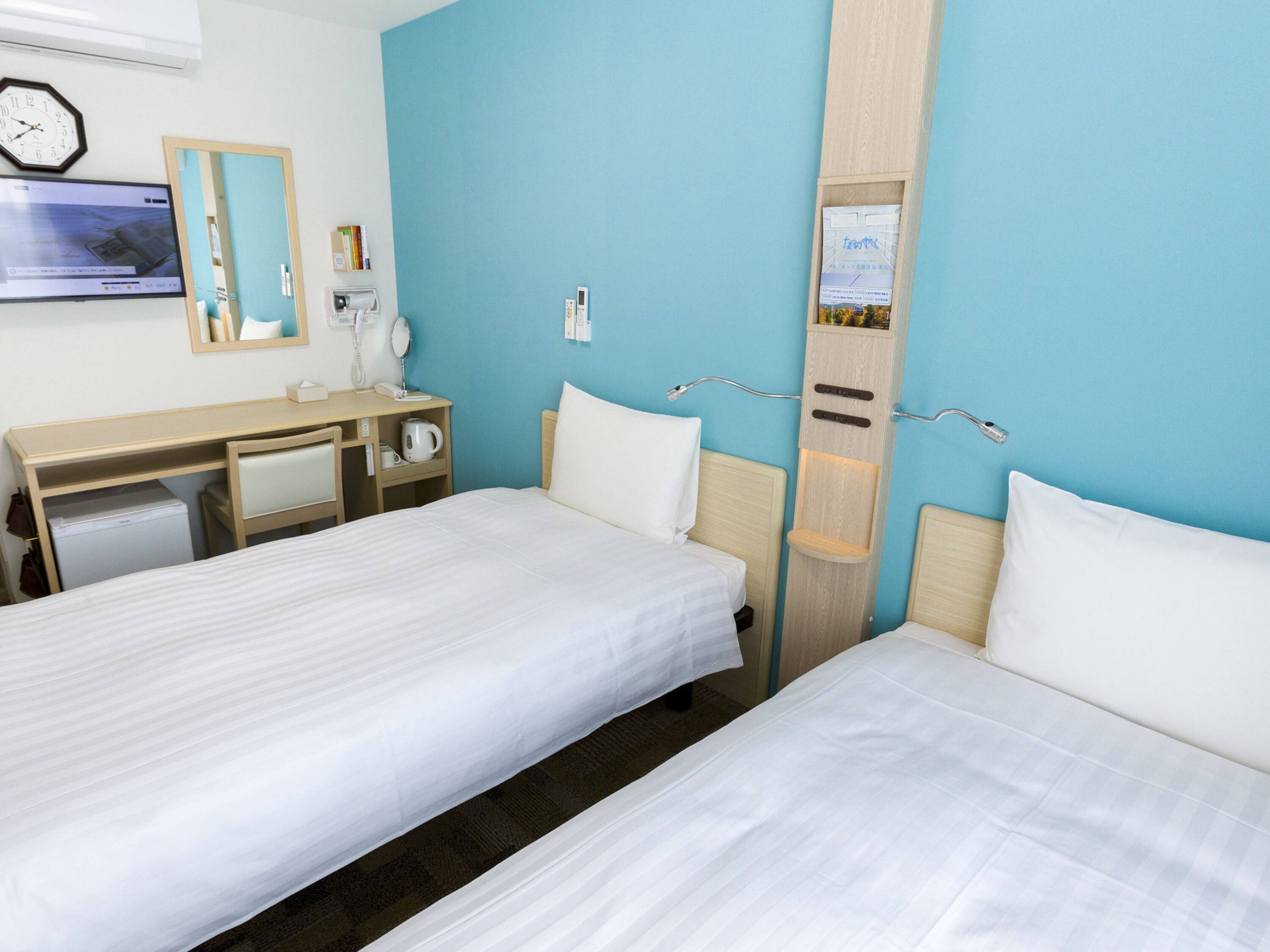 premium bedding, desk, blackout curtains, iron/ironing board