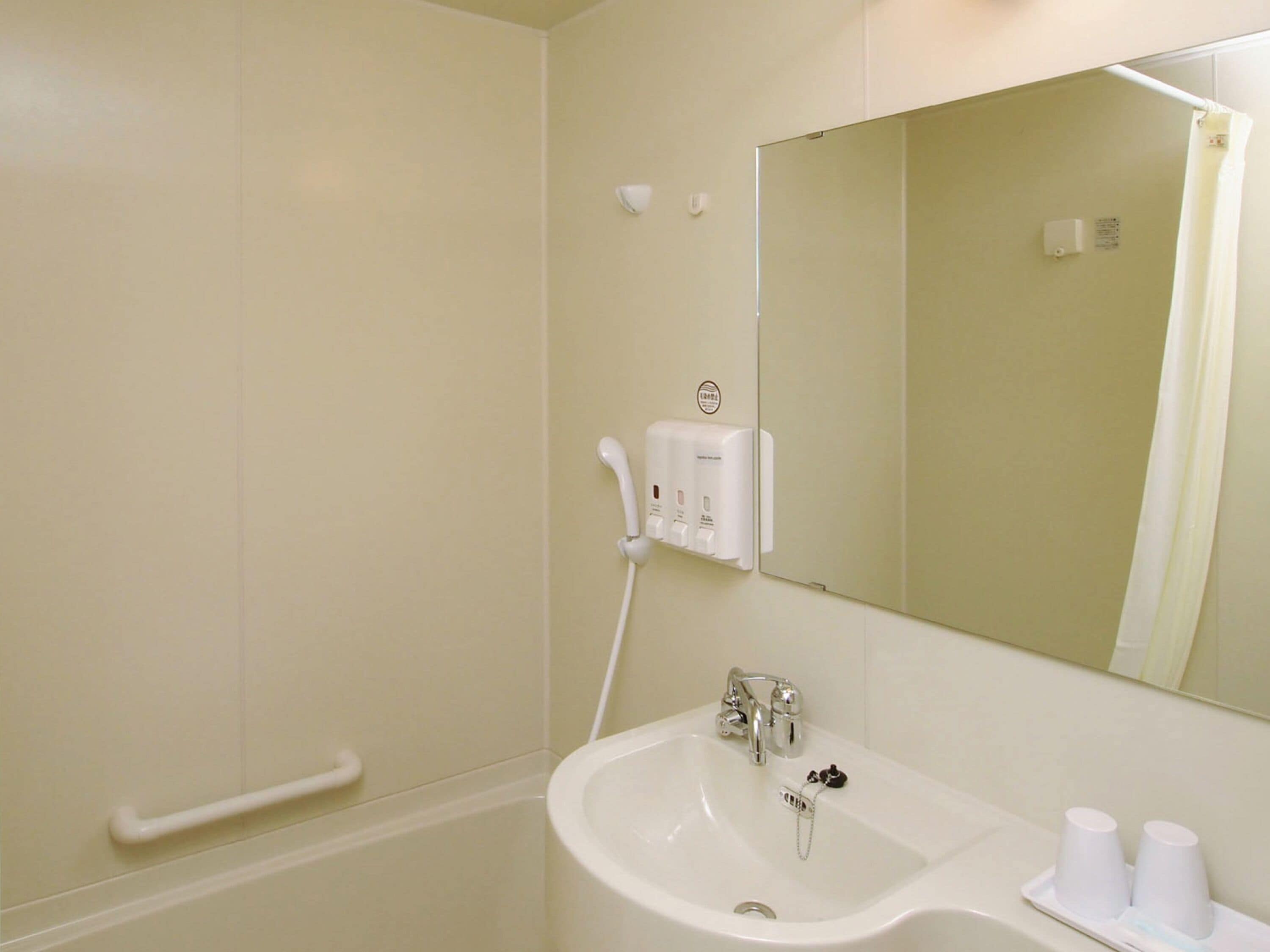 Combined shower/bathtub, hair dryer, slippers, electronic bidet