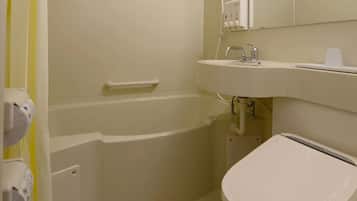 Combined shower/tub, electronic bidet, towels