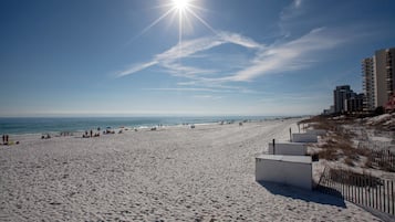 On the beach, white sand