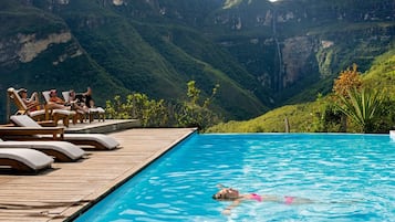 Outdoor pool, sun loungers